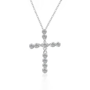 Sterling Silver CZ Cross Necklace - Aevum