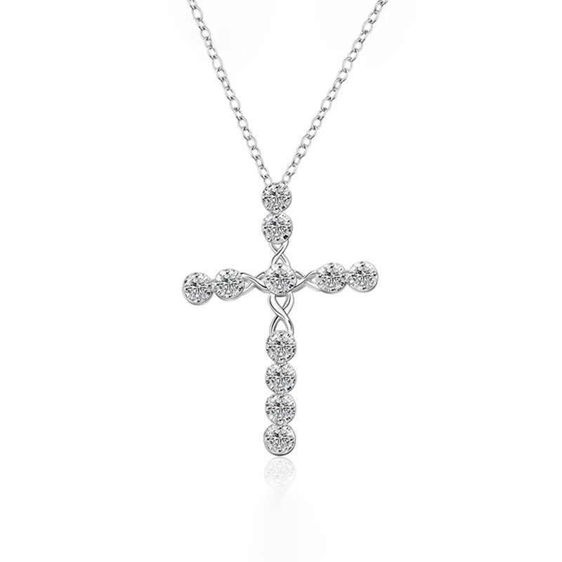 Sterling Silver CZ Cross Necklace - Aevum