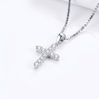 925 Sterling Silver with cubic zircon Cross Necklace