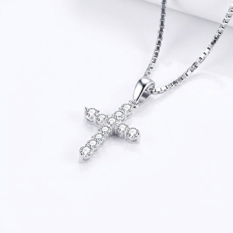 sterling silver diamond cross necklace 925 Sterling Silver with cubic zircon Cross Necklace