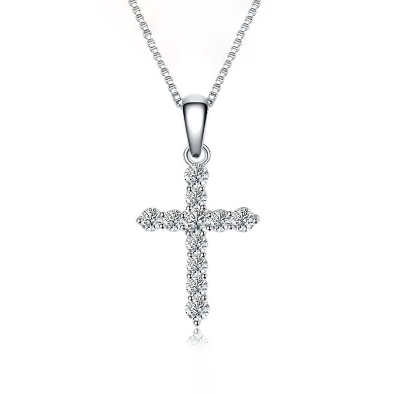 Sterling Silver Diamond Cross Necklace