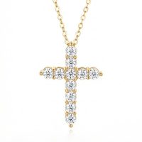 yellow gold diamond cross necklace cable chain