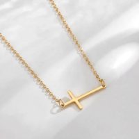 18k Gold plated 925 silver sterling Sideways Cross Necklace
