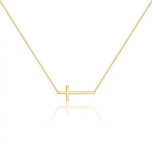 18k Gold Sideways Cross Necklace – Aëlis