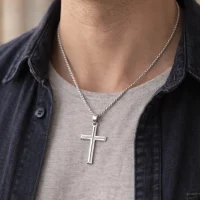 925 italy men silver cross necklace lucca