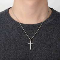 925 Italy Silver Cross Necklace for mens chain 20", 22", 24"