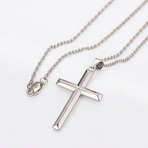 925 Italy Silver Cross Necklace with chain 18", 20", 22", 24"