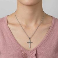 925 Italy Silver Cross Necklace for womens 18"