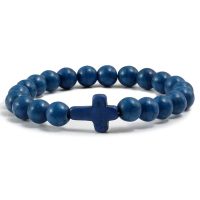 Beaded Cross Bracelet Blue