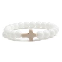 Beaded Cross Bracelet White