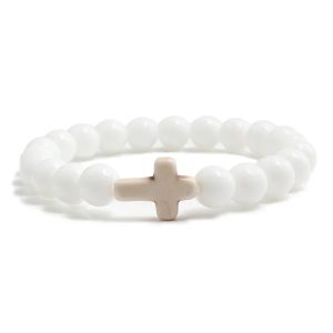 Beaded Cross Bracelet White – Kael