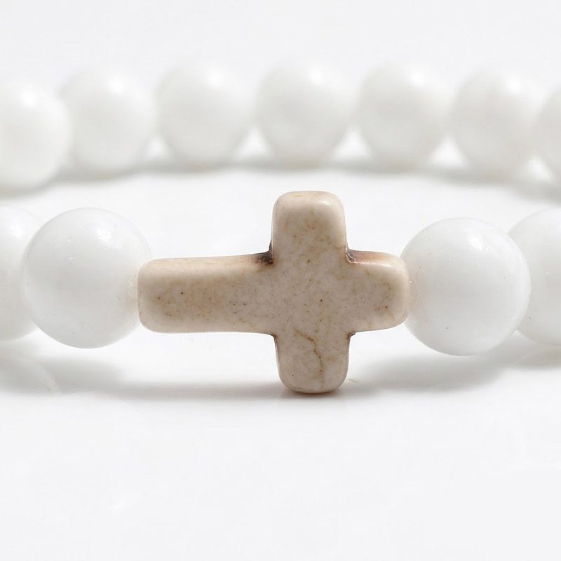 beaded cross bracelet white Beaded Cross Bracelet White