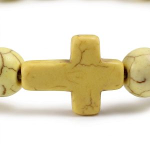Beaded Cross Bracelet Yellow jasper style