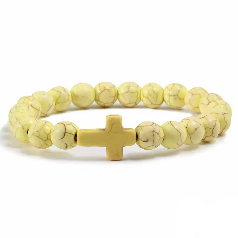 Beaded Cross Bracelet Yellow