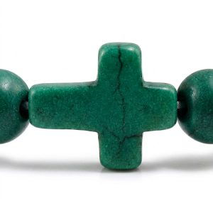 Beaded Cross Bracelet​ Green dark