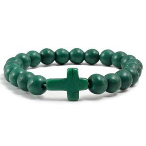 Beaded Cross Bracelet​ Green