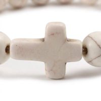 Beaded Religious Bracelets beige cream