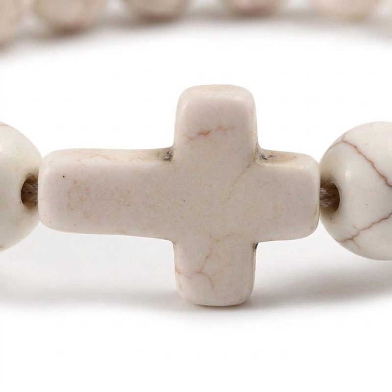 Beaded Religious Bracelets beige cream Beaded Religious Bracelets beige cream