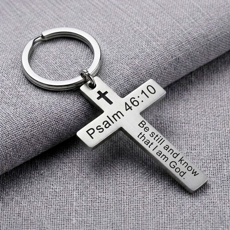 Bible Keychain psalm 46:10 cross stainless steel Bible Keychain psalm 46:10 cross stainless steel