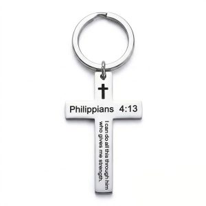bible verse keychain Philippians 4:13 engraving stainless steel