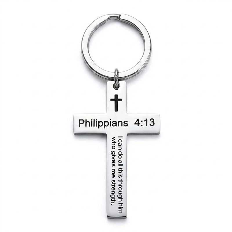 bible verse keychain Philippians 4:13 engraving stainless steel