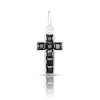 Black Cross Pendant dainty 925 sterling silver