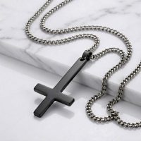 black upside down cross necklace pyrrus