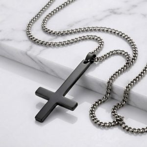 black upside down cross necklace​ pyrrus