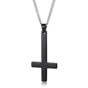 black upside down cross necklace​
