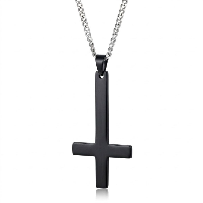 black upside down cross necklace​
