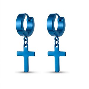 blue cross earrings​ stainless steel for mens