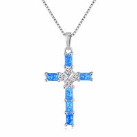 blue opal cross necklace