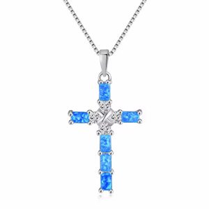 blue opal cross necklace