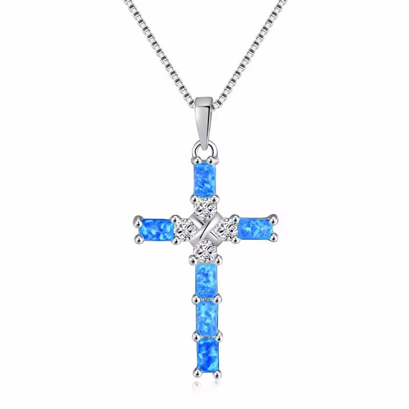 blue opal cross necklace