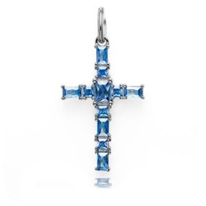 Blue Stone Cross Pendant – Azura