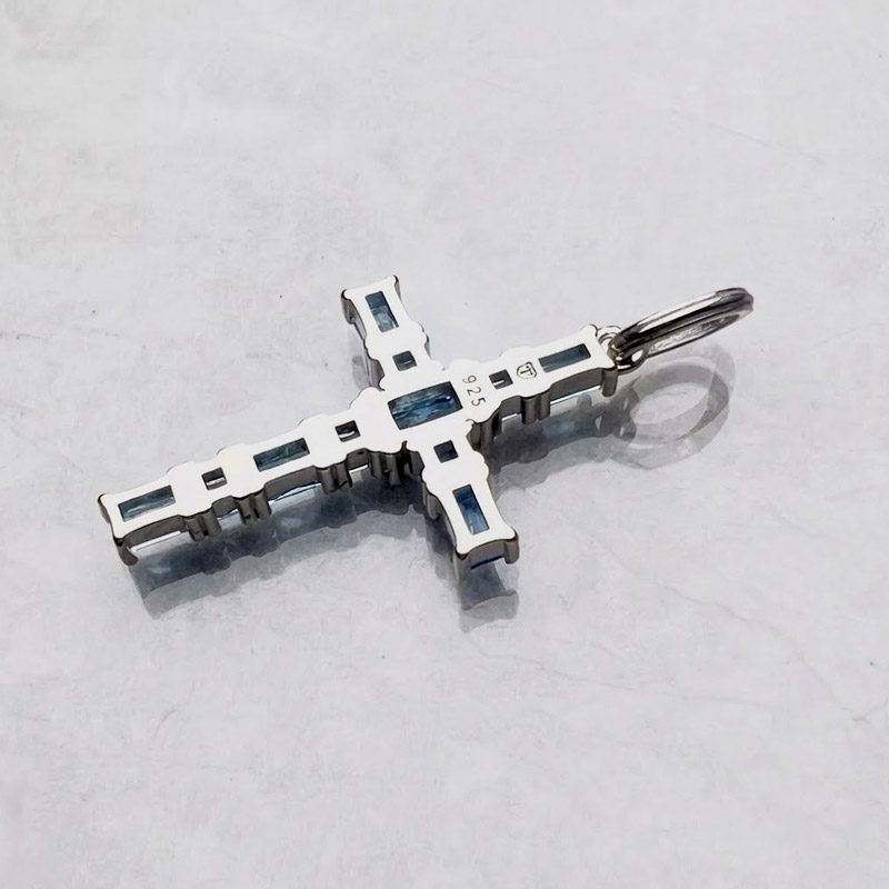 Blue Stone Cross Pendant 925 silver sterling, no chain Blue Stone Cross Pendant 925 silver sterling, no chain