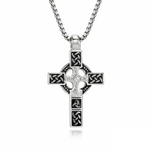celtic cross necklace mens
