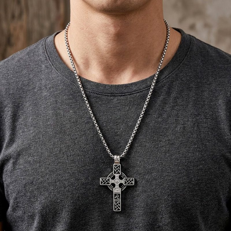 large Celtic Cross Necklace Mens stainless steel 24" for mens large Celtic Cross Necklace Mens stainless steel 24" for mens