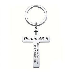 Christian Keychains for Women psalm 46:5 stainless steel