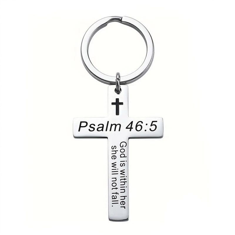 Christian Keychains for Women psalm 46:5 stainless steel