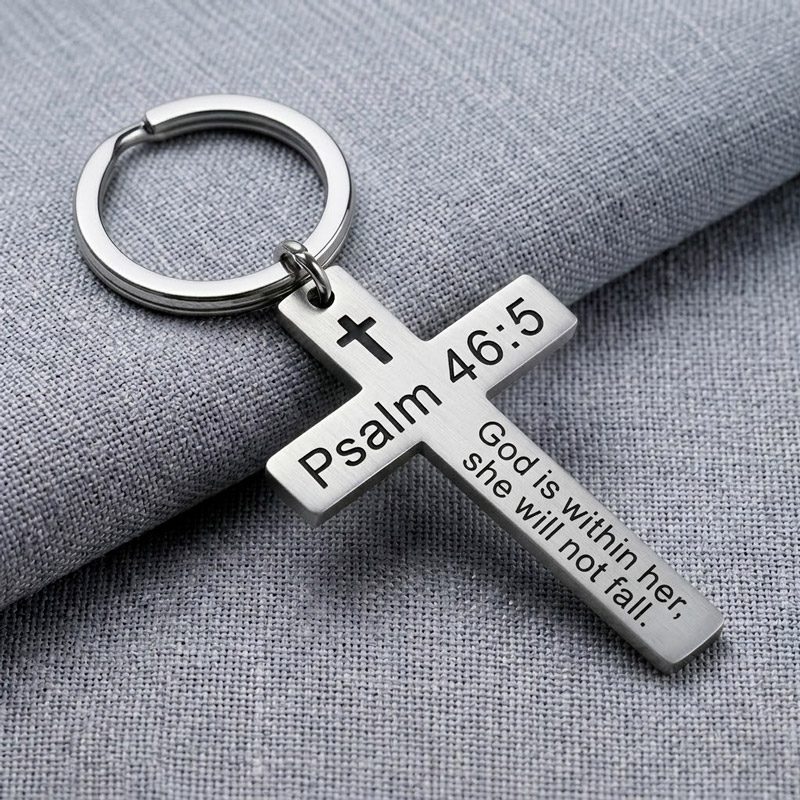 Christian Keychains for Women psalm 46:5 stainless steel Christian Keychains for Women psalm 46:5 stainless steel