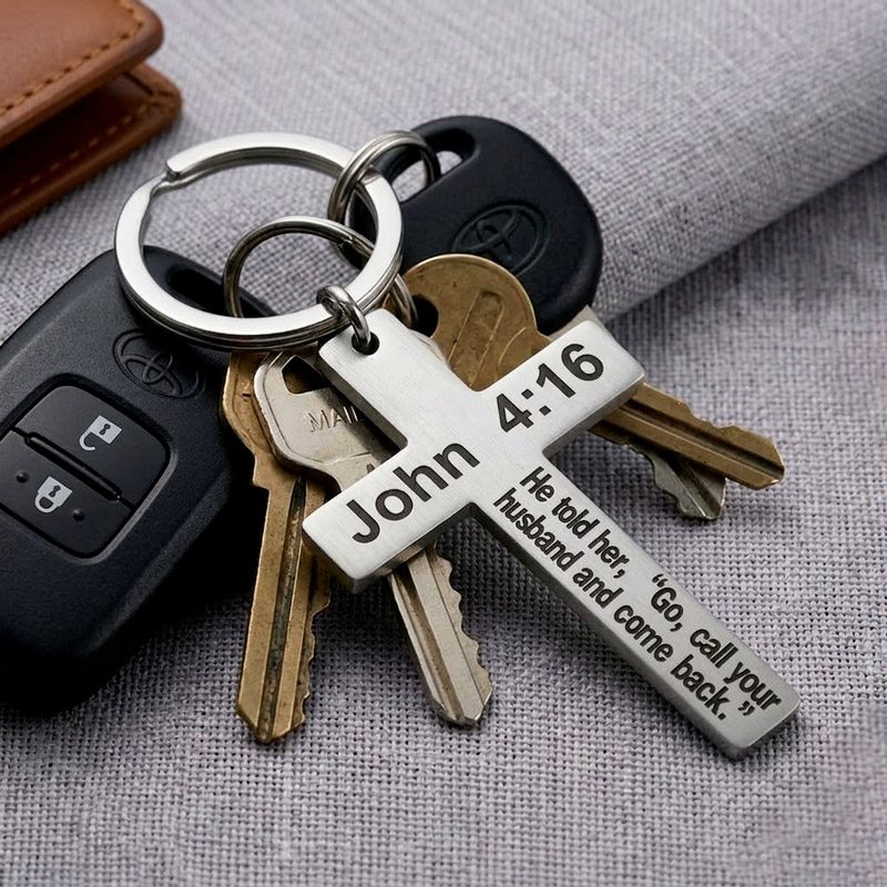 Christian Religious Keychain verse bible 4:16 john stainless steel Christian Religious Keychain verse bible 4:16 john stainless steel
