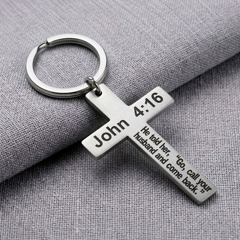 Christian Religious Keychain verse bible 4:16 john stainless steel Christian Religious Keychain verse bible 4:16 john stainless steel