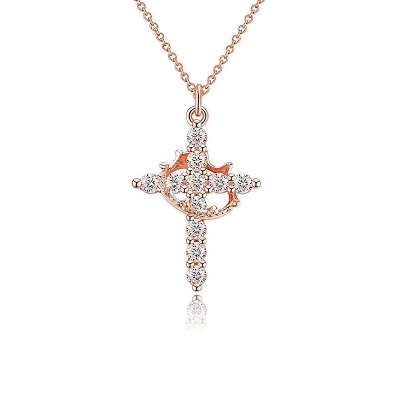 Cross Crown Faith Necklace rose gold Cross Crown Faith Necklace rose gold
