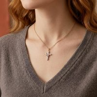 Cross Crown Faith Necklace rose gold stainless steel