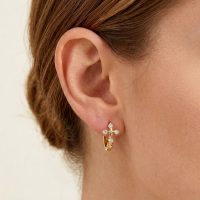 Cross Huggie Earrings gold for womens