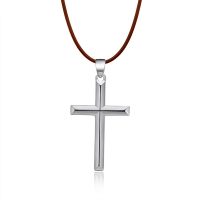 Cross Necklace with Leather Cord brown