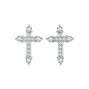 Cross Stud Earrings Silver​