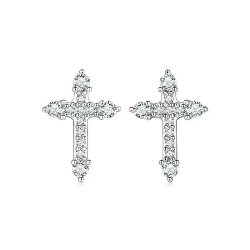 Cross Stud Earrings Silver​