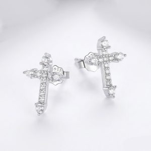 Cross Stud Earrings Silver​ 925